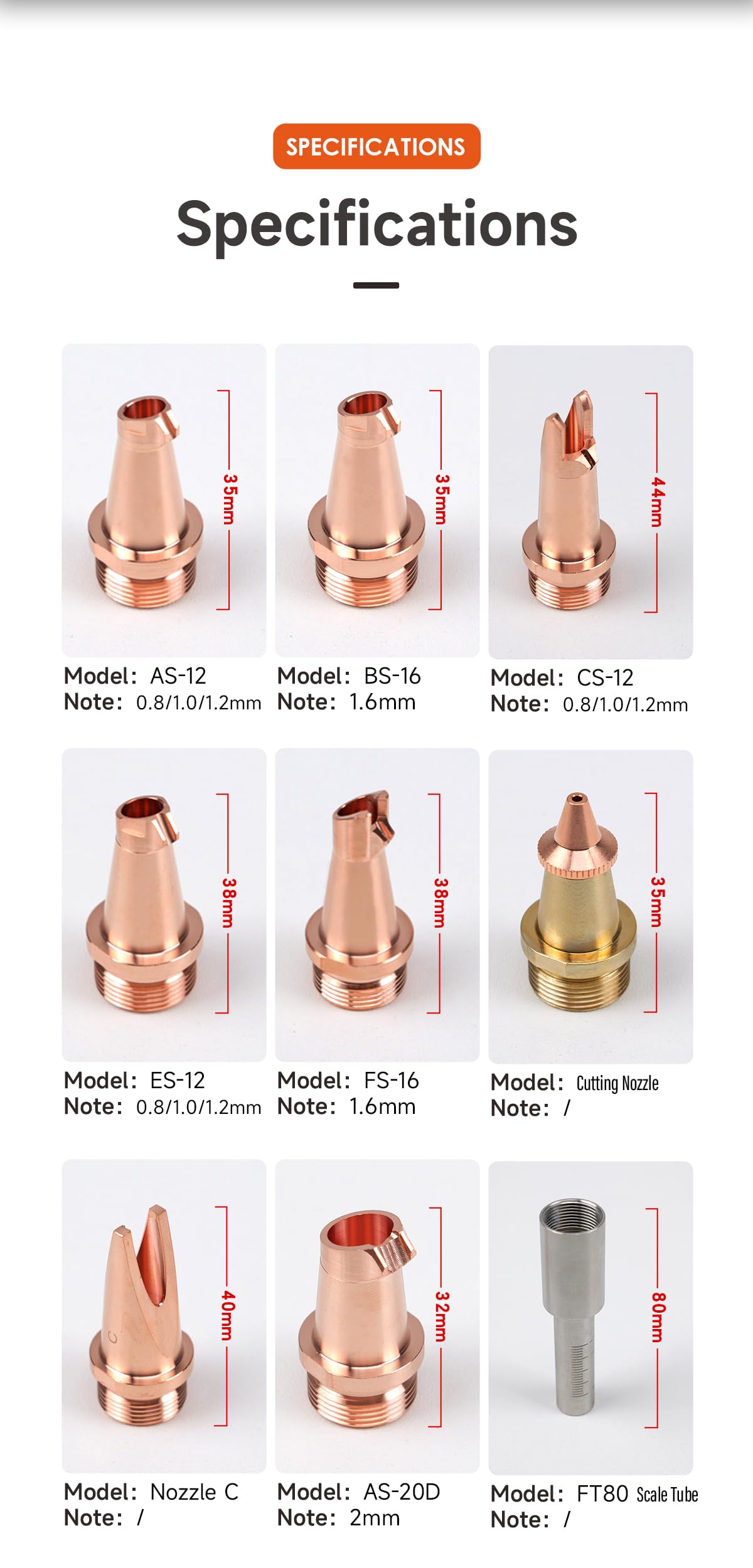laser welding nozzle set for sup20s